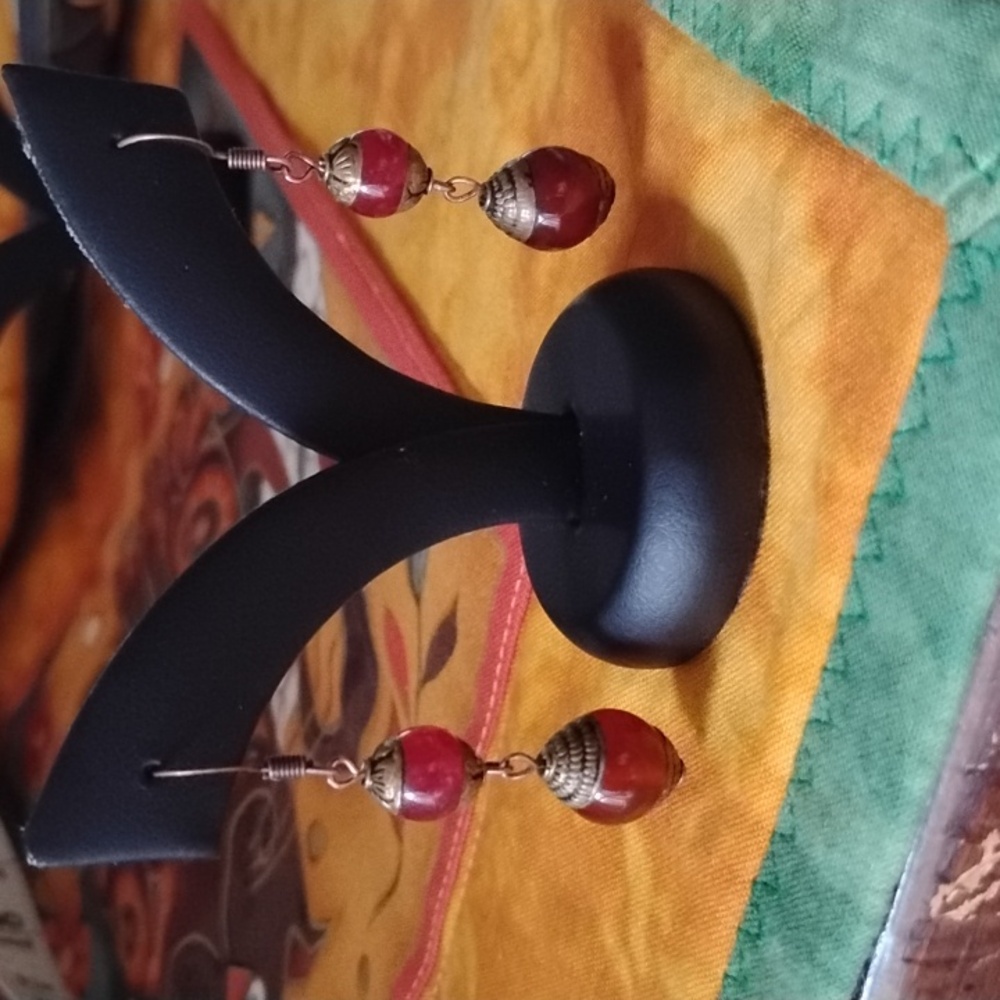 Hand Crafted Vintage Tibetan Beaded Earrings - Picture 4 of 4